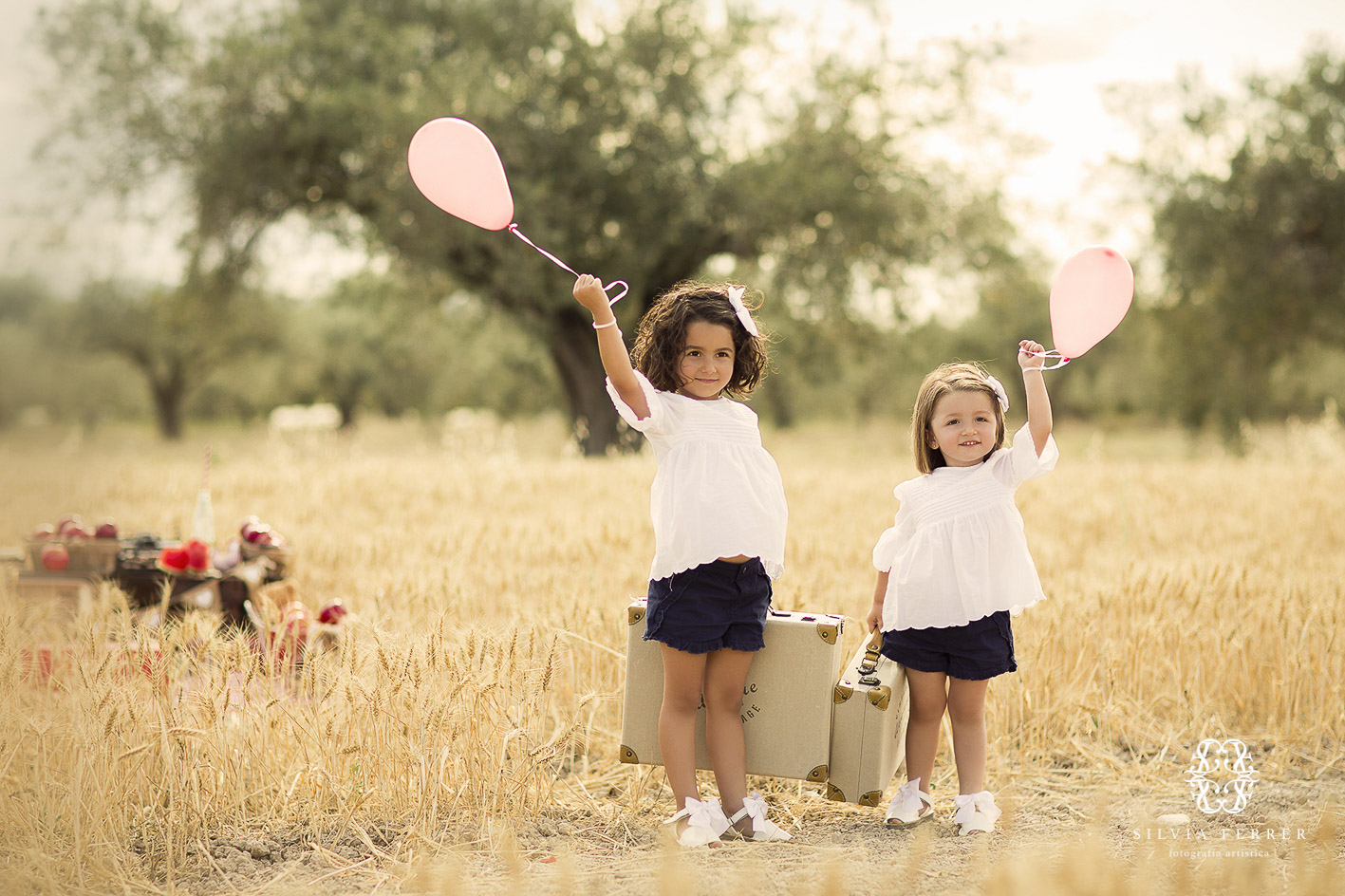 sesion fotos picnic exteriores campo infantil para niñas